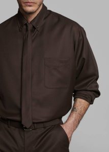 The Frankie Shop Kaden Wool Tie - Brown Men Ties Brown - Image 4