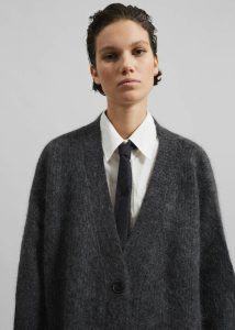 The Frankie Shop Knitwear Grey Women Ruhr Oversized Mohair Cardigan - Dark Grey Melange - Image 5