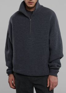 The Frankie Shop Knitwear Harrison Quarter Zip Jumper - Grey Melange Men Grey - Image 2