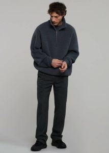 The Frankie Shop Knitwear Harrison Quarter Zip Jumper - Grey Melange Men Grey - Image 3