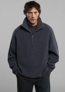 The Frankie Shop Knitwear Harrison Quarter Zip Jumper - Grey Melange Men Grey - Image 4