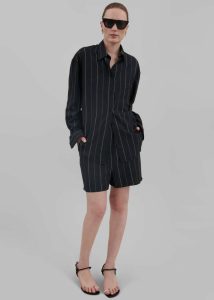The Frankie Shop Lui Shirt - Black/Beige Stripe Black Women Tops
