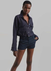 The Frankie Shop Madeline Sheer Shirt - Navy Blue Tops Women