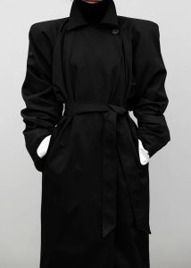 The Frankie Shop Marisol Box Shoulder Trench - Black Women Black Outerwear - Image 4
