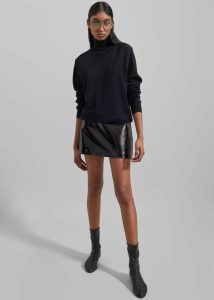 The Frankie Shop Mary Crackled Faux Leather Mini Skirt - Black Bottoms Black Women - Image 3
