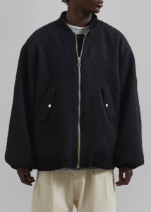 The Frankie Shop Men Black Outerwear Astra Wool Bomber Jacket - Black - Image 2