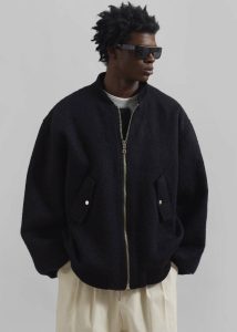 The Frankie Shop Men Black Outerwear Astra Wool Bomber Jacket - Black