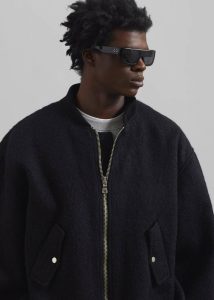 The Frankie Shop Men Black Outerwear Astra Wool Bomber Jacket - Black - Image 5