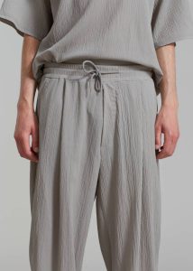 The Frankie Shop Men Bottoms Eliott Crinkle Pants - Grey Grey - Image 3