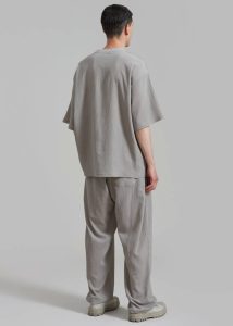 The Frankie Shop Men Bottoms Eliott Crinkle Pants - Grey Grey - Image 4