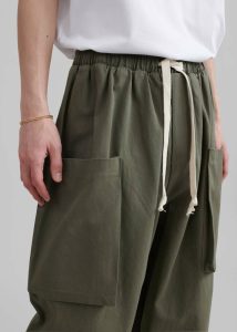 The Frankie Shop Men Bottoms Lauri Drawstring Cargo Pants - Khaki Green - Image 3