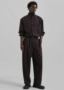 The Frankie Shop Men Brown Dalton Wool Blend Trousers - Brown Bottoms - Image 3