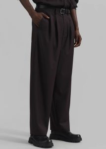 The Frankie Shop Men Brown Dalton Wool Blend Trousers - Brown Bottoms - Image 4