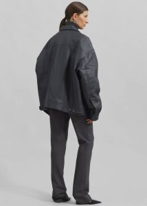 The Frankie Shop Men Grey Outerwear Conan Faux Leather Jacket - Dark Grey - Image 5