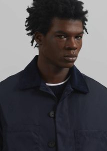 The Frankie Shop Men Outerwear Blue Mason Corduroy Collar Boxy Jacket - Navy - Image 2