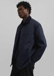 The Frankie Shop Men Outerwear Blue Mason Corduroy Collar Boxy Jacket - Navy - Image 3