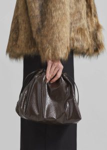 The Frankie Shop Morgan Crackled Faux Leather Small Pouch - Brown Bags Brown Women - Image 3