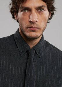 The Frankie Shop Multi Men Kaden Wool Tie - Dark Grey/White Pinstripe Ties