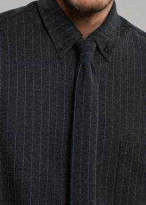 The Frankie Shop Multi Men Kaden Wool Tie - Dark Grey/White Pinstripe Ties - Image 5