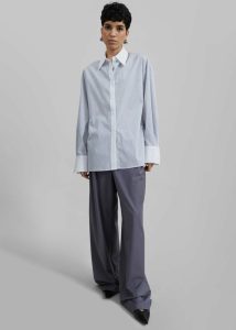 The Frankie Shop Nerina Button Up Shirt - Black/White Stripe Women Tops White - Image 2
