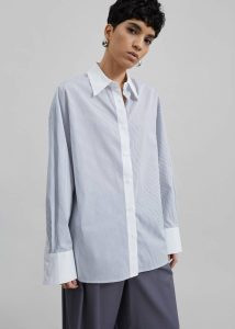 The Frankie Shop Nerina Button Up Shirt - Black/White Stripe Women Tops White - Image 5
