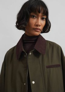 The Frankie Shop Norven Contrast Collar Utility Jacket - Khaki Green Outerwear Women - Image 4