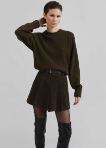 The Frankie Shop Oreni Corduroy Skort - Khaki Bottoms Green Women