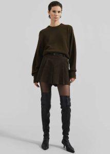 The Frankie Shop Oreni Corduroy Skort - Khaki Bottoms Green Women - Image 4