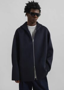 The Frankie Shop Outerwear Blue Rye Hooded Wool Jacket - Navy Men - Image 4