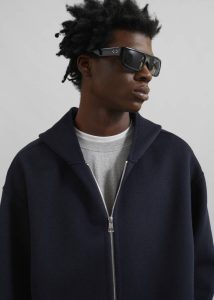 The Frankie Shop Outerwear Blue Rye Hooded Wool Jacket - Navy Men - Image 5