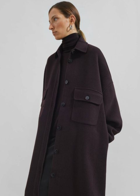 The Frankie Shop Outerwear Dallas Wool Overcoat - Dark Plum Women Purple - Image 3