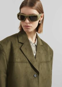 The Frankie Shop Outerwear Green Women Merida Faux Suede Blazer - Khaki - Image 3