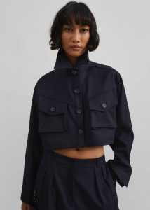 The Frankie Shop Outerwear Kiora Cropped Jacket - Navy Women Blue - Image 2
