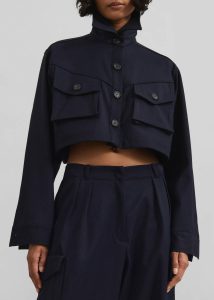 The Frankie Shop Outerwear Kiora Cropped Jacket - Navy Women Blue - Image 4