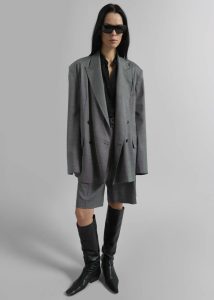 The Frankie Shop Outerwear Newark Double Breasted Blazer - Grey Melange Women Grey - Image 2