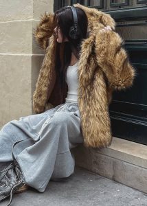 The Frankie Shop Outerwear Nivala Faux Fur Hooded Jacket - Camel Women Brown - Image 2