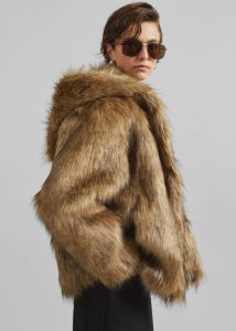 The Frankie Shop Outerwear Nivala Faux Fur Hooded Jacket - Camel Women Brown