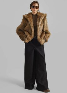 The Frankie Shop Outerwear Nivala Faux Fur Hooded Jacket - Camel Women Brown - Image 4