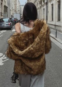 The Frankie Shop Outerwear Nivala Faux Fur Hooded Jacket - Camel Women Brown - Image 5
