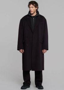 The Frankie Shop Outerwear Purple Men Paxton Wool Coat - Dark Plum - Image 4