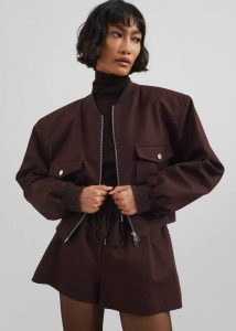 The Frankie Shop Outerwear Red Pomona Crop Bomber Jacket - Burgundy Women - Image 2