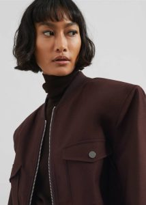 The Frankie Shop Outerwear Red Pomona Crop Bomber Jacket - Burgundy Women - Image 4