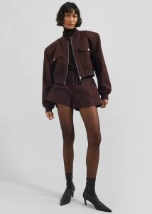The Frankie Shop Outerwear Red Pomona Crop Bomber Jacket - Burgundy Women - Image 5