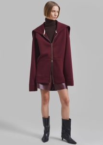 The Frankie Shop Outerwear Red Women Denton Oversized Hoodie - Burgundy - Image 3