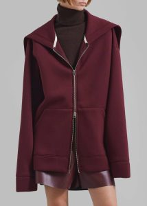 The Frankie Shop Outerwear Red Women Denton Oversized Hoodie - Burgundy - Image 4