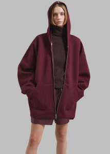 The Frankie Shop Outerwear Red Women Denton Oversized Hoodie - Burgundy - Image 5