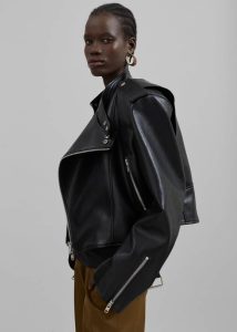 The Frankie Shop Outerwear Teagan Boxy Faux Leather Jacket - Black Women Black - Image 4