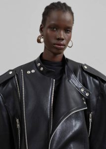 The Frankie Shop Outerwear Teagan Boxy Faux Leather Jacket - Black Women Black - Image 5