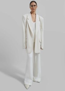 The Frankie Shop Outerwear White Billie Oversized Blazer - Cream Women