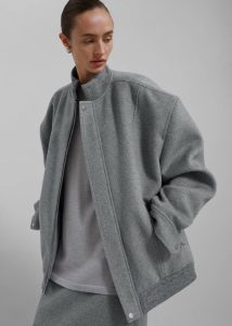 The Frankie Shop Outerwear Women Arley Oversized Bomber - Light Grey Grey